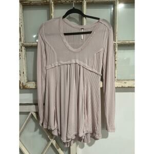 Free People size small Birdie Henley babydoll tunic top light light purple